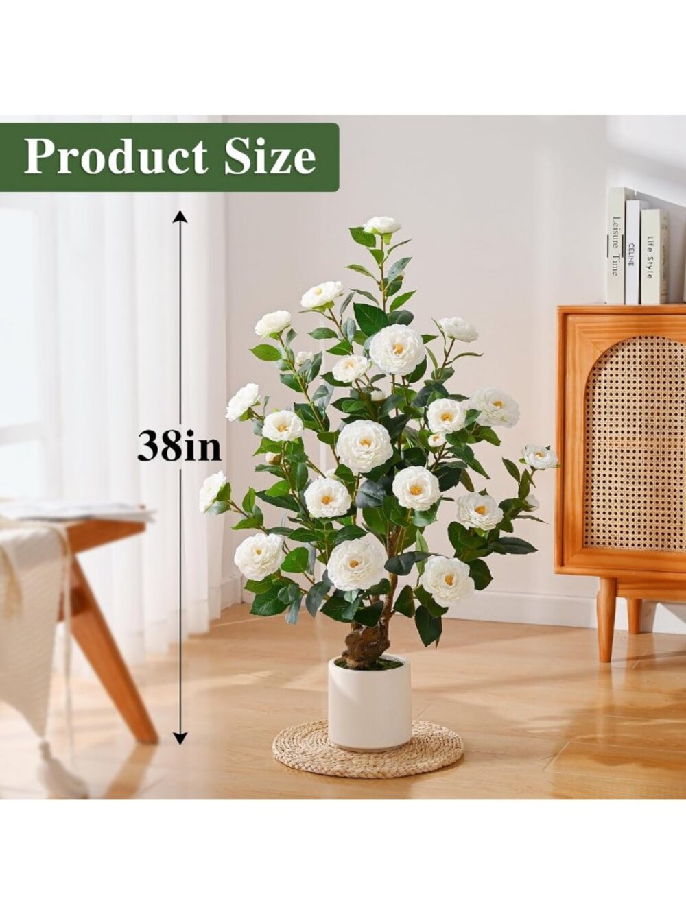 Set of 2 Faux Camellia Trees - 38" Outdoor Artificial Plants for Home Decor - Picture 7 of 7